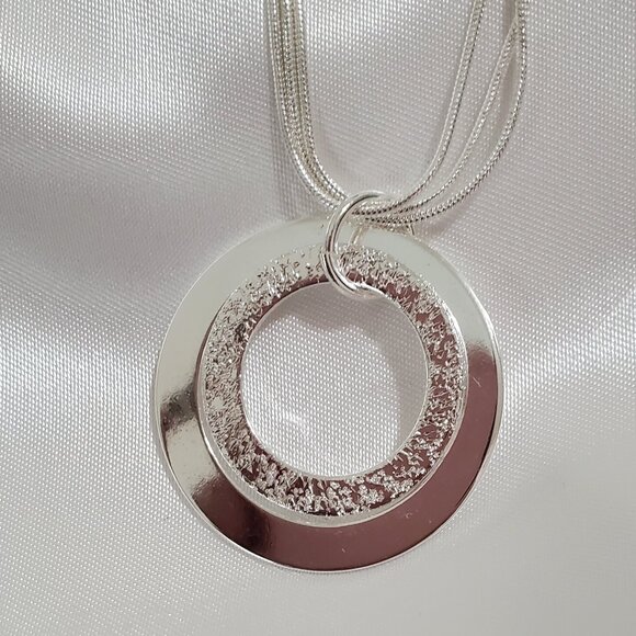 925 Sterling Silver Geometric Necklace Matching Earrings Set - Picture 3 of 3